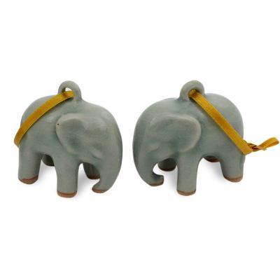 Light Blue Elephant,'Crackled Green Celadon Cerami...