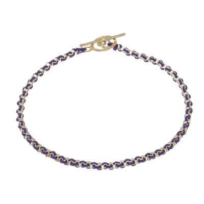 Golden Day in Purple,'Gold Plated Brass Chain Bracelet in Purple from Thailand'
