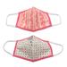 Rosy Cheer,'2 Cotton Print Triple Layer Pink-Ivory-Blue Face Masks'