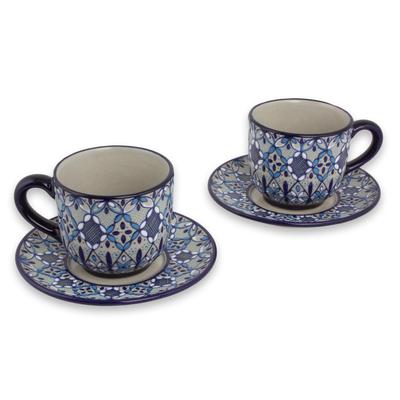 Blue Bajio,'Mexican Blue Ceramic Cups and Saucers ...