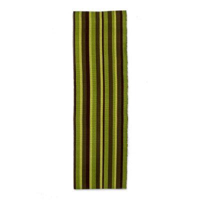 'Guatemala Summer' - Green Hand Woven Cotton Table Runner