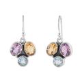 Divine Essences,'Polished Seven-Carat Multi-Gemstone Dangle Earrings'
