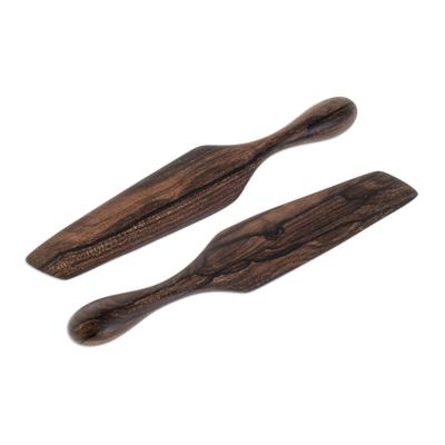 'Guatemalan Fry Up' (pair) - Collectible Wood Serving Utensil Kitchen Accessory