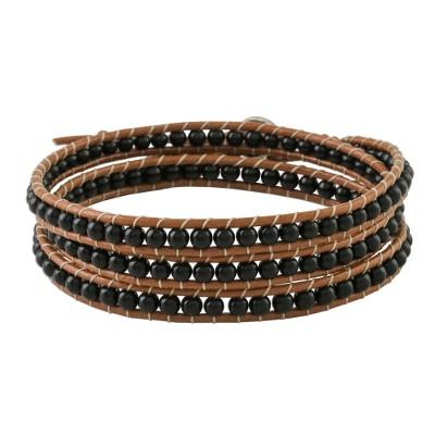Calm Touch,'Onyx Beaded Wrap Bracelet from Thailand'