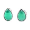 'Drop-Shaped Green Onyx Stud Earrings from Thailand'