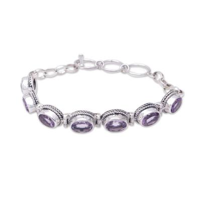Purple Temptation,'Balinese Traditional Silver and Amethyst Link Bracelet'