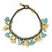 Elephant Parade,'Brass Elephant Anklet with Blue Calcite and Jingling Bells'