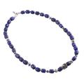 Lapis lazuli beaded necklace, 'India Glamour'