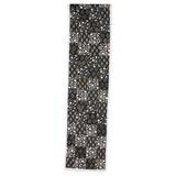 Charcoal Blooms,'Black and Grey Cotton Table Runner with Patchwork Pattern'