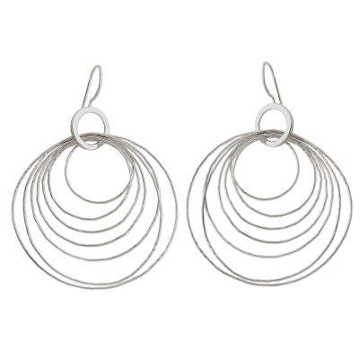 Seven Orbits,'Modern Sterling Silver Dangle Earrings'