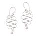 Bali Current,'Wavy Sterling Silver Dangle Earrings Crafted in Bali'
