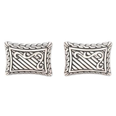 'Royal Fern' - Handcrafted Sterling Silver Cufflinks from Indonesia