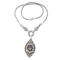 Purple Light,'Gold-Accented Amethyst and Blue Topaz Pendant Necklace'