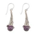 Petal Drops,'Amethyst and Sterling Silver Floral Earrings from Bali'