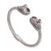 Crimson Daydream,'925 Sterling Silver Rope Cuff Bracelet with Garnet Stones'