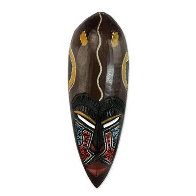 Nigerian wood mask, 'No Dispute' - Unique Nigerian Wood Mask