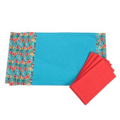 Floral Greetings,'Cotton Placemats and Napkins wit...