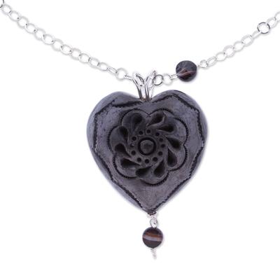 Heart of Oaxaca,'Barro Negro Pendant Necklace'