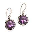 Sparkling Haven,'Handcrafted Amethyst and Sterling Silver Dangle Earrings'