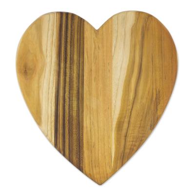 Heart of Cooking,'Heart-Shaped Teak Wood Cutting Board from Guatemala'