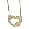 'Heart-Shaped Gold Accented Rose Quartz Pendant Necklace'