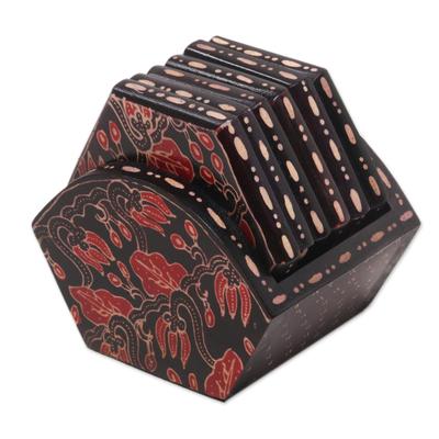 Kembang Memory,'Handcrafted Wood Batik Coasters fr...