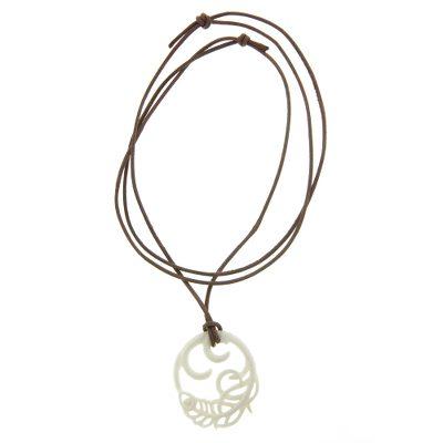 Peacock Feather,'Bone pendant necklace'