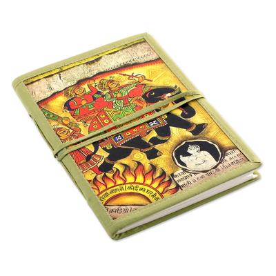Mughal Monarch,'Green Elephant Theme Handmade Paper Journal from India'