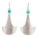 Oceanic Tumi,'Hammered Sterling Silver Dangle Earrings with Quartz Beads'