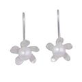 Flower Glow,'Floral Cultured Pearl and Silver Drop Earrings from Peru'