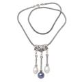 Three Defenders,'Cultured Mabe Pearl and Sterling Silver Pendant Necklace'