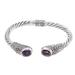 Hand Crafted Amethyst Cuff Bracelet from Indonesia 'Sterling Rope'