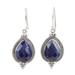 Deep Sea Dewdrops,'Lapis Lazuli and Sterling Silver Dangle Earrings'