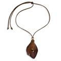 Men's tiger's eye and leather necklace, 'Thai Cowboy'