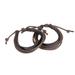 Men's leather wristband bracelets, 'Bold Brown Contrast' (pair)