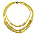 Happy Yellow,'Artisan Crafted Yellow Wood Beaded Waterfall Necklace'