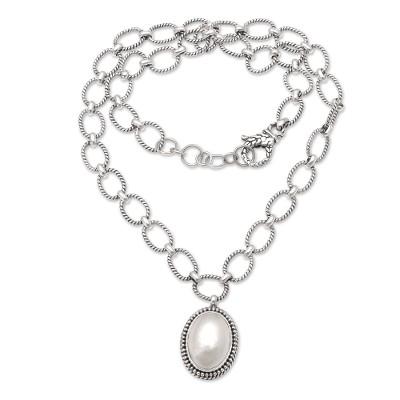 Holy Oval,'Cultured Mabe Pearl Pendant Necklace'