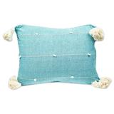 Aqua Spirit,'Handloomed Striped Aqua Cotton Cushion Cover from Mexico'