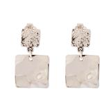 Shimmering Reflections,'Modern Textured Sterling Silver Square Dangle Earrings'