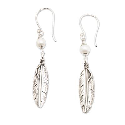 Light Feathers,'Sterling Silver and Cultured Pearl...