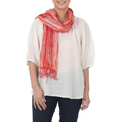 'Batik Tie-Dyed Cotton Scarf in Paprika from Thailand'
