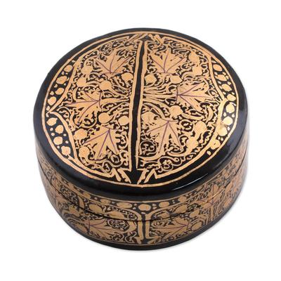 Alluring Grandeur,'Gold and Black Papier Mache Decorative Box from India'