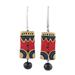 Bollywood Sonata,'Red Blue and Gold Ceramic Dangle Earrings from India'