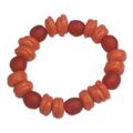 Tropicana Color,'Handcrafted Orange Recycled Glass Beaded Stretch Bracelet'