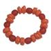 Tropicana Color,'Handcrafted Orange Recycled Glass Beaded Stretch Bracelet'