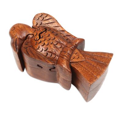 Bird of Secrets,'Bird Themed Suar Wood Puzzle Box Hand-Carved in Bali'
