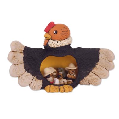 Condor Christmas,'Condor Theme Andean Christmas Nativity Scene in Ceramic'