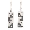 Inca Portals,'Traditional Inca Sterling Silver Dangle Earrings from Peru'