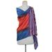 Bengali Festival in Cinnabar,'Hand Woven Cinnabar Azure Geometric Silk Shawl from India'