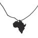 African Continent,'Ebony Wood African Continent Pendant Necklace from Ghana'